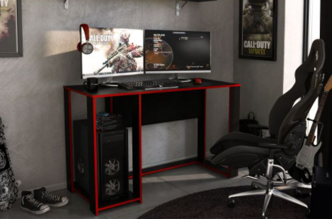 MESA GAMER POLITORNO SINGAPURA 190480 NEGRO C/ROJO